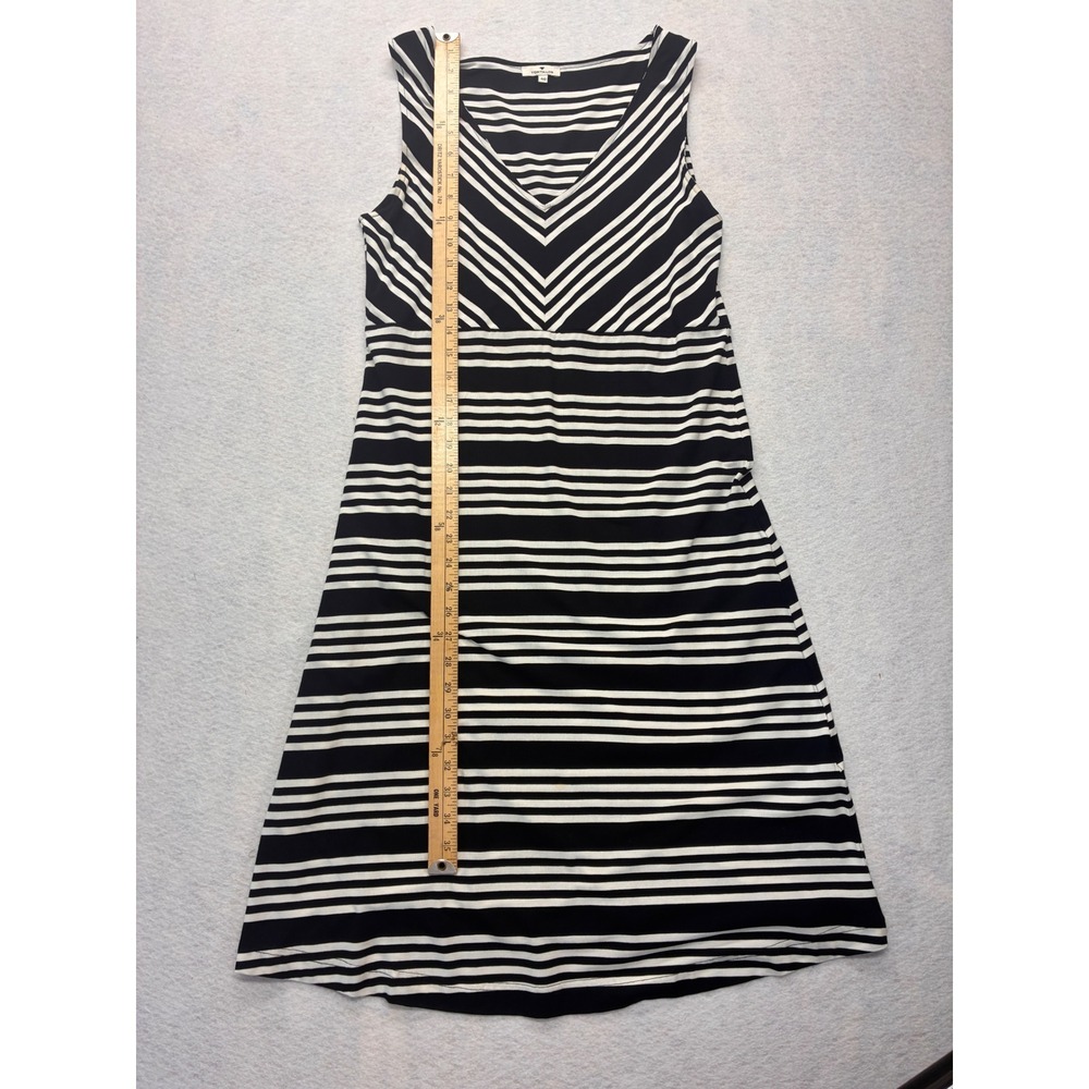 Tom Tailor Casual Sleeveless Midi Dress Nautical Chevron Striped 40 Black - Picture 7 of 11